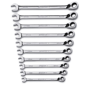 SnapOn SOEXRM710 10PC 12-Point Flank Drive Plus Metric Ratcheting Box/Open End Combination Wrench Set