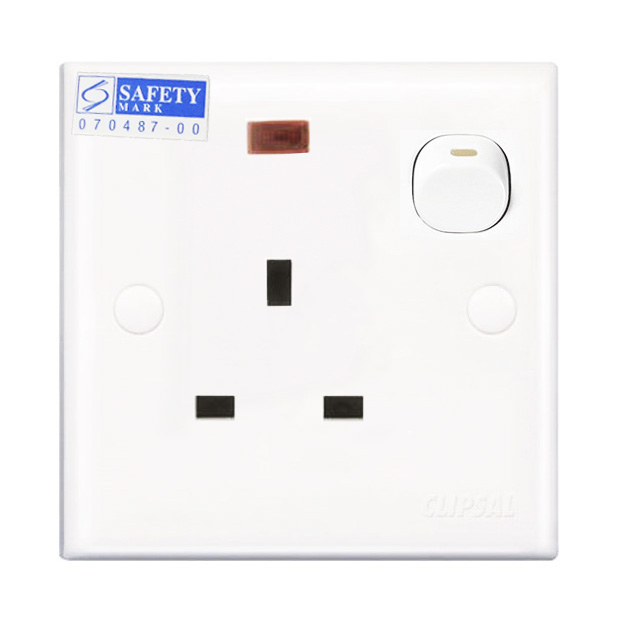 Schneider Round Button 13A Single Socket With Neon Light