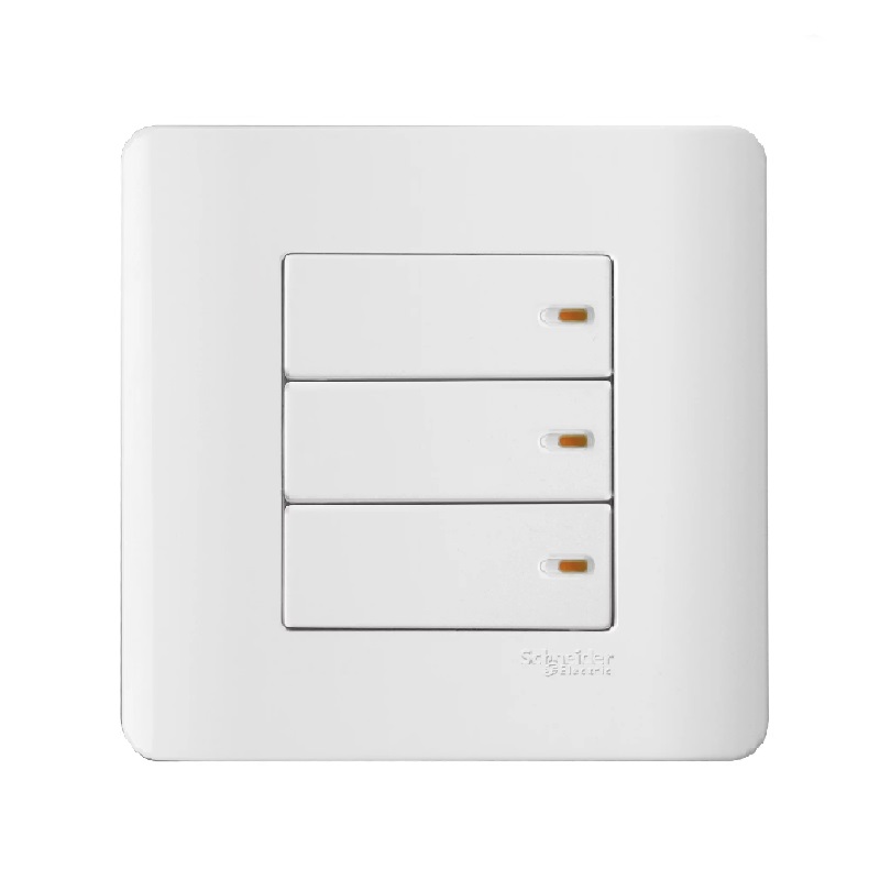 Schneider Zencelo White 16AX 3 Gang Switch